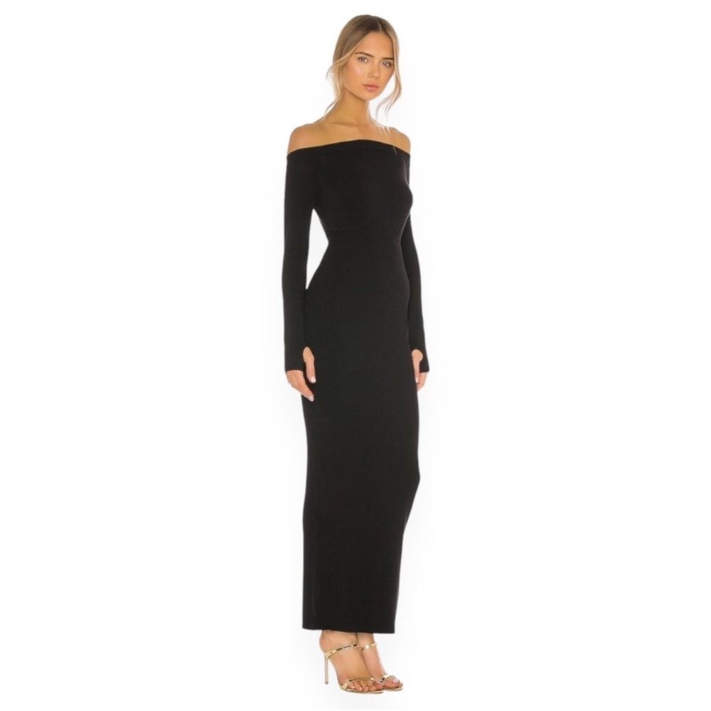 Michael Costello Black Off-Shoulder Bodycon Dress